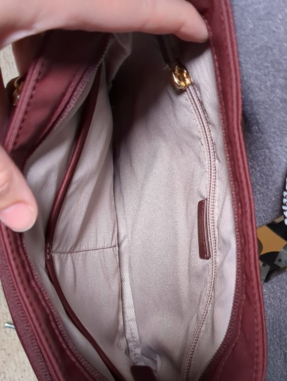 Tumi Maroon Crossbody Bag with Gold Hardware - Picture 3 of 6